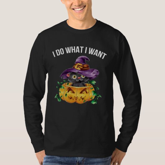 Cute Happy Halloween Kitten Cat I Do What I Want Tシャツ (正面)