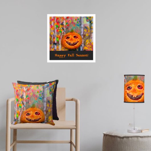 Cute Happy Halloween Pumpkin Face Poster ポスター