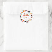 Cute Happy Halloween Sticker with Candy and Ghost ラウンドシール (バッグ)