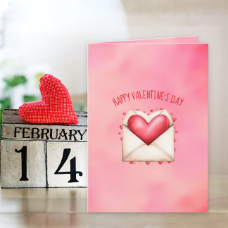 Cute Happy Heart Day Valentine's Day Card カード