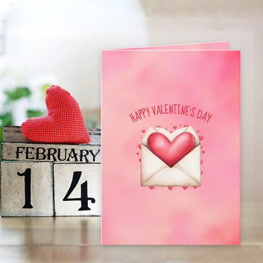Cute Happy Heart Day Valentine's Day Card カード