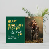 Cute Happy Howlidays Pet Christmas Card 箔シーズンカード (立ち正面)