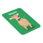 Cute happy jersey cow and flower cartoon マグネット (右側)