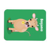 Cute happy jersey cow and flower cartoon マグネット (横)