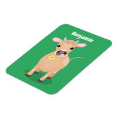 Cute happy jersey cow and flower cartoon マグネット (左側)