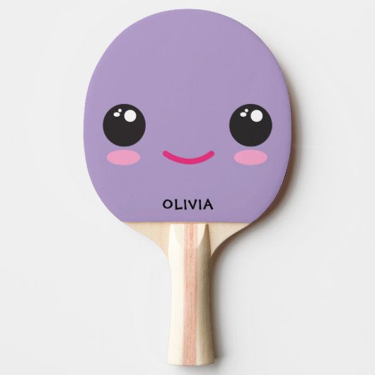 Cute Happy Kawaii Face - Custom Ping Pong Paddle 卓球ラケット (正面)
