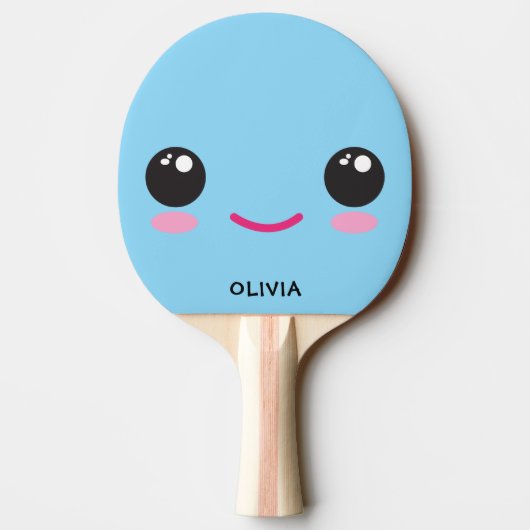 Cute Happy Kawaii Face - Custom Ping Pong Paddle 卓球ラケット (裏面)