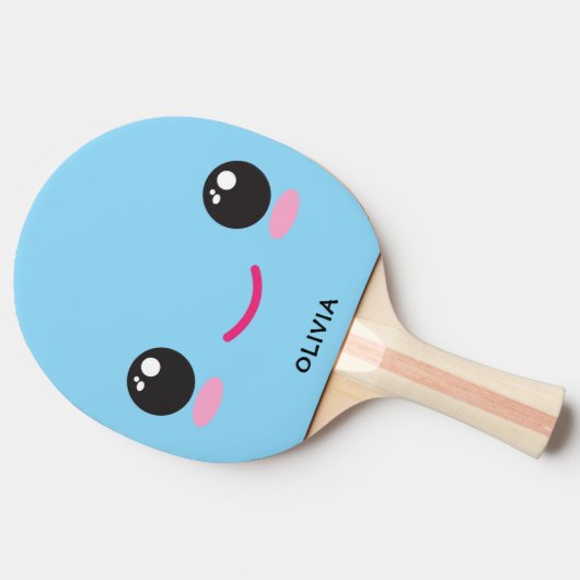 Cute Happy Kawaii Face - Custom Ping Pong Paddle 卓球ラケット (横)