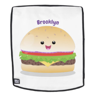 Cute happy kawaii hamburger cartoon バックパック