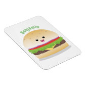 Cute happy kawaii hamburger cartoon マグネット (右側)