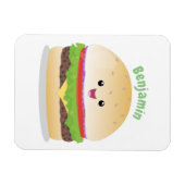 Cute happy kawaii hamburger cartoon マグネット (横)