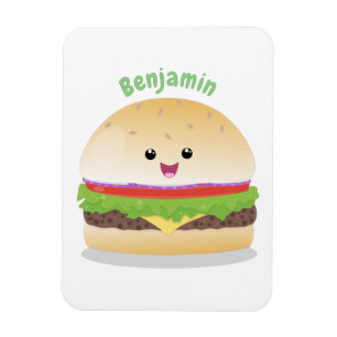 Cute happy kawaii hamburger cartoon マグネット