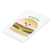 Cute happy kawaii hamburger cartoon マグネット (左側)