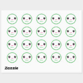 Cute Happy Kawaii Smile Customizable Sticker Green ラウンドシール (シート)