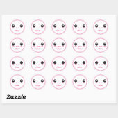 Cute Happy Kawaii Smile Customizable Sticker Pink ラウンドシール (シート)