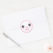 Cute Happy Kawaii Smile Customizable Sticker Pink ラウンドシール (封筒)