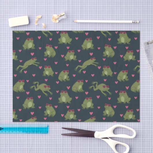 Cute Happy Love Frogs Tissue Paper 薄葉紙 (クラフト)
