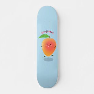 Cute happy mango yellow cartoon illustration スケートボード