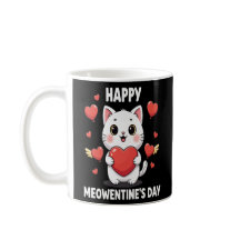 Cute Happy Meowentine’s Day Coffee Mug for Cat Lov
