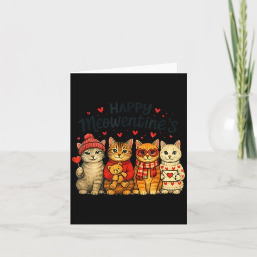 Cute Happy Meowentines Valentine Cats Love Men Wom カード (正面)