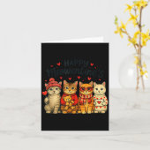 Cute Happy Meowentines Valentine Cats Love Men Wom カード (黄色い花)