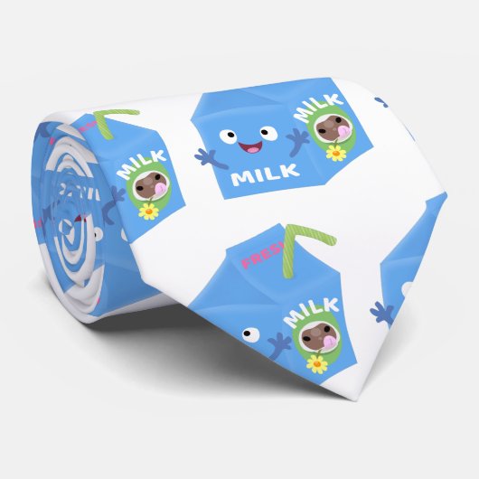 Cute happy milk carton character cartoon ネクタイ (ロール)