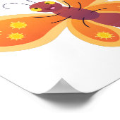 Cute happy orange butterfly cartoon illustration ポスター (角)