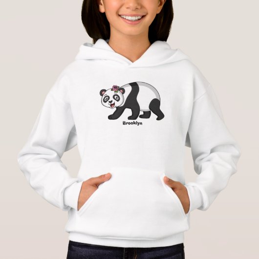 Cute happy panda bear with flower cartoon (正面)