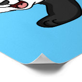 Cute happy panda bear with flower cartoon ポスター (角)