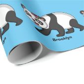 Cute happy panda bear with flower cartoon ラッピングペーパー (ロールコーナー)