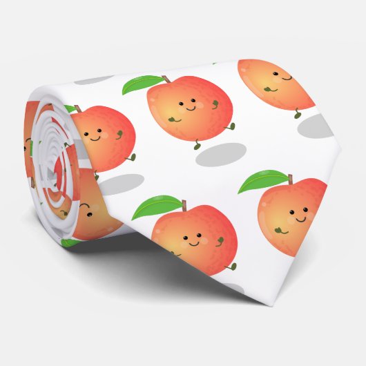 Cute happy peach yellow cartoon ネクタイ (ロール)