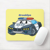 Cute happy police car cartoon illustration マウスパッド (マウス)