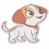Cute Happy Puppy Cartoon Sticker シール (正面)