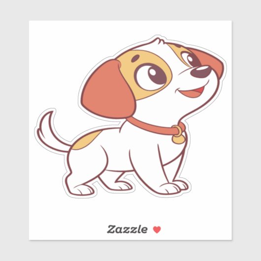 Cute Happy Puppy Cartoon Sticker シール (シート)