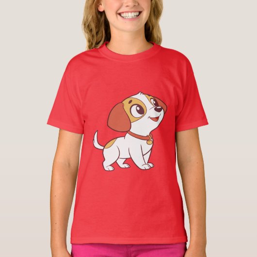 Cute Happy Puppy Kids T-Shirt Tシャツ (正面)