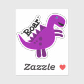 Cute Happy Purple Dinosaur Roar シール (シート)