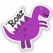 Cute Happy Purple Dinosaur Roar シール (正面)