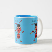 Cute happy red ant cartoon  ツートーンマグカップ (正面右)