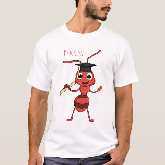 Cute happy red ant cartoon tシャツ (正面)