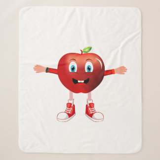 Cute Happy Red Apple Cartoon Blanket for Kids シェルパブランケット
