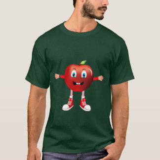 Cute Happy Red Apple Cartoon Character for Kids Tシャツ