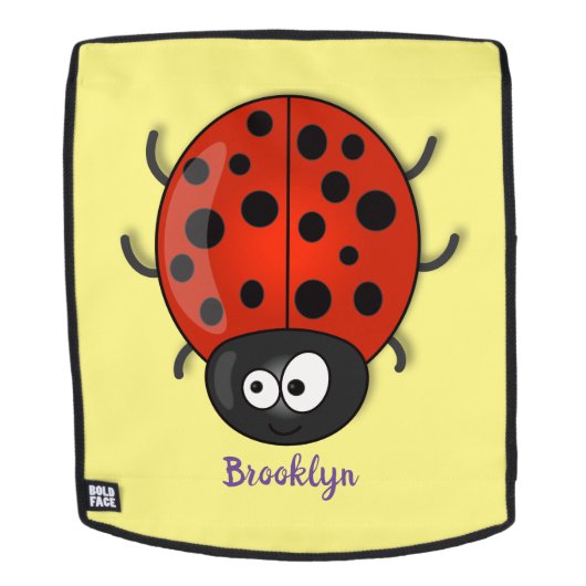 Cute happy red ladybug cartoon illustration バックパック (取り外し可フェース)