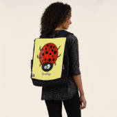 Cute happy red ladybug cartoon illustration バックパック (着用)