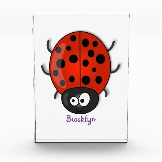 Cute happy red ladybug cartoon illustration フォトブロック (正面)