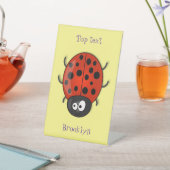 Cute happy red ladybug cartoon illustration 台座サイン (インサイチュ)