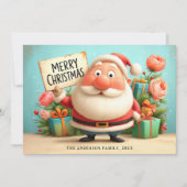 Cute Happy Santa Merry Christmas シーズンカード (正面)