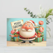 Cute Happy Santa Merry Christmas シーズンカード (スタンド正面)