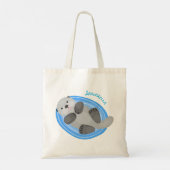 Cute happy sea otter blue cartoon illustration トートバッグ (裏面)