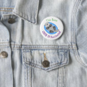 Cute happy sea otter blue cartoon illustration 缶バッジ (インサイチュ)