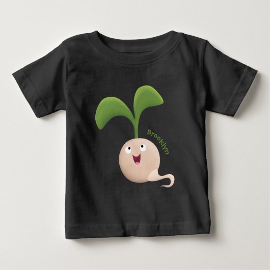 Cute happy seed sprout cartoon illustration ベビーTシャツ (正面)
